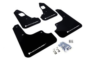 Mitsubishi Evolution Mud Flaps - Front + Rear - Rally Armor - UR Series - Black/White - `08-`17
